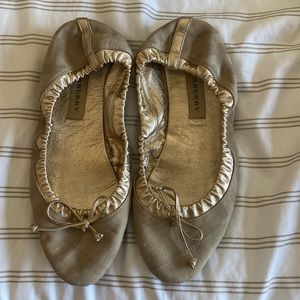 Burberry gold ballerina shoes/ slippers.